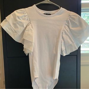 Zara white ruffle bodysuit